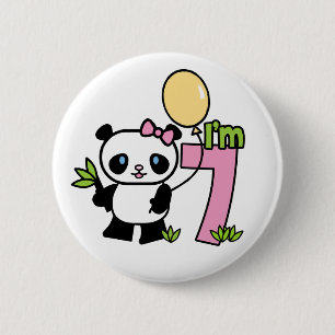 Macaron Rond 5 Cm Panda Girl 7e anniversaire