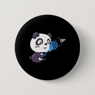 Macaron Rond 5 Cm Panda Jouer Badminton Obtenir Sweatty I Panda Bea