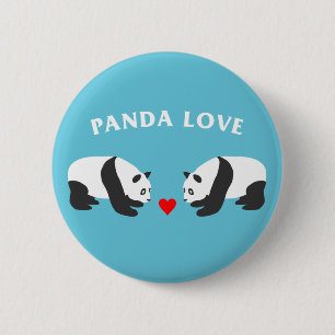Macaron Rond 5 Cm Panda Love (Bleu)