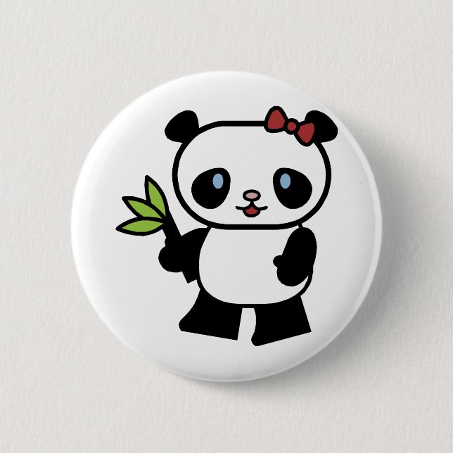 Macaron Rond 5 Cm Panda mignon (Devant)