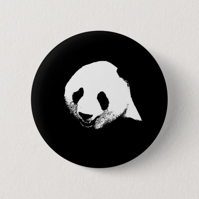 Macaron Rond 5 Cm Panda noir et blanc (Devant)