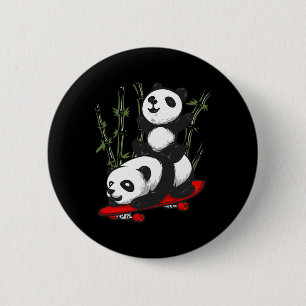 Macaron Rond 5 Cm Panda ours planche à roulettes sauvage drôle Panda