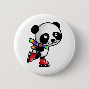 Macaron Rond 5 Cm Panda patinage