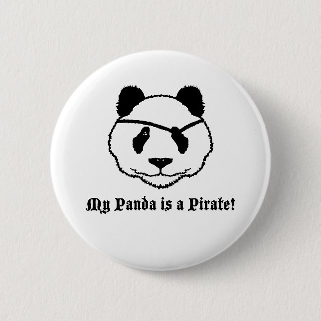 Macaron Rond 5 Cm Panda Pirate (Devant)