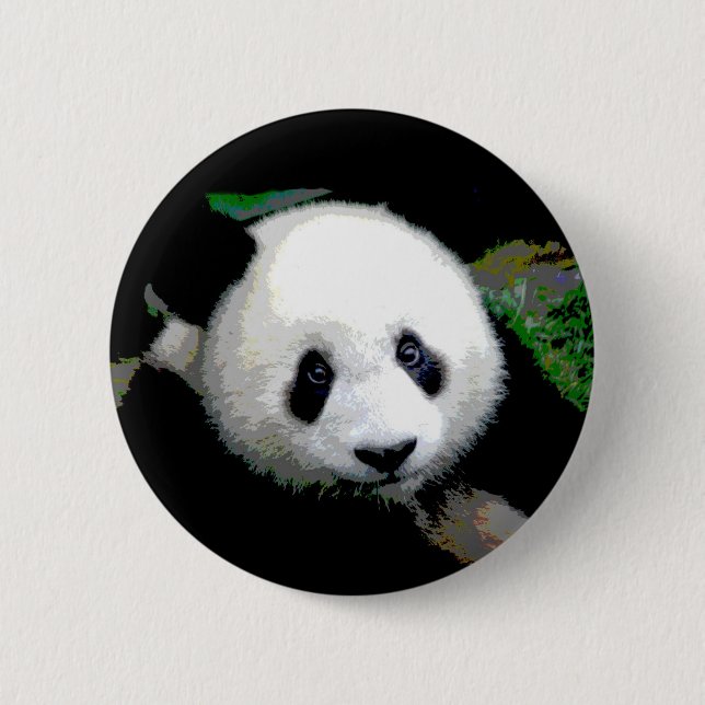 Macaron Rond 5 Cm Panda Pop Art (Devant)