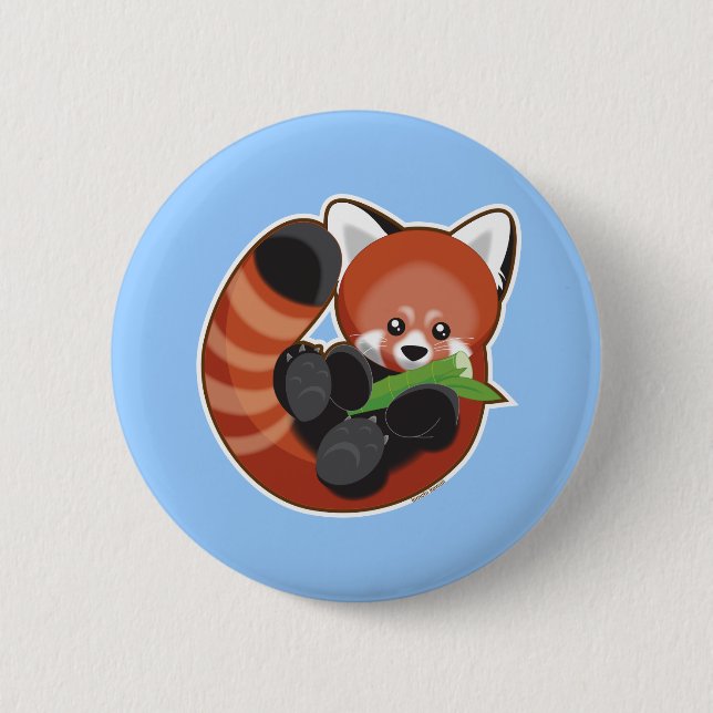 Macaron Rond 5 Cm Panda rouge (Devant)