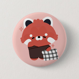 Macaron Rond 5 Cm Panda rouge mignonne dorée