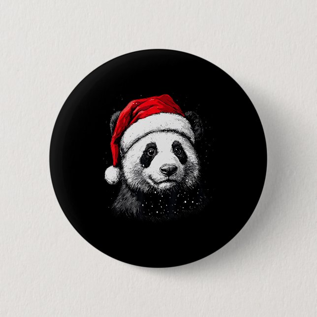 Macaron Rond 5 Cm Panda Santa Hat Funny Panda Lovers Christmas Xmas  (Devant)