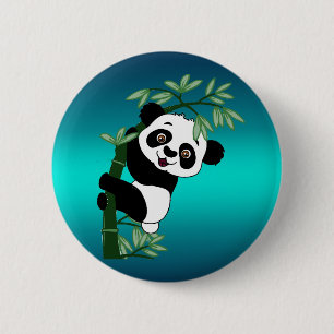 Macaron Rond 5 Cm Panda sur le bambou