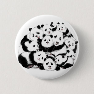 Macaron Rond 5 Cm Pandas Button Family Panda