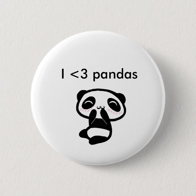 Macaron Rond 5 Cm Pandas I <3 (Devant)