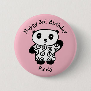 Macaron Rond 5 Cm Pandy personnalisé le joyeux anniversaire de panda
