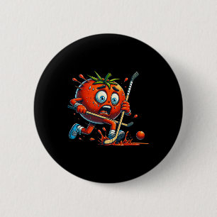 Macaron Rond 5 Cm Panic Tomate Hockey Dessin Animé Drôle Piste Pours
