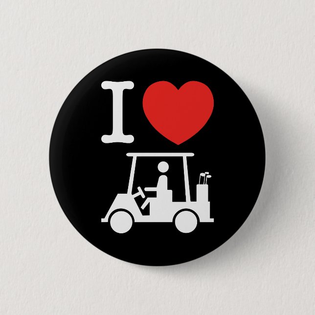 Macaron Rond 5 Cm Panier de golf I Heart (Love) (Devant)