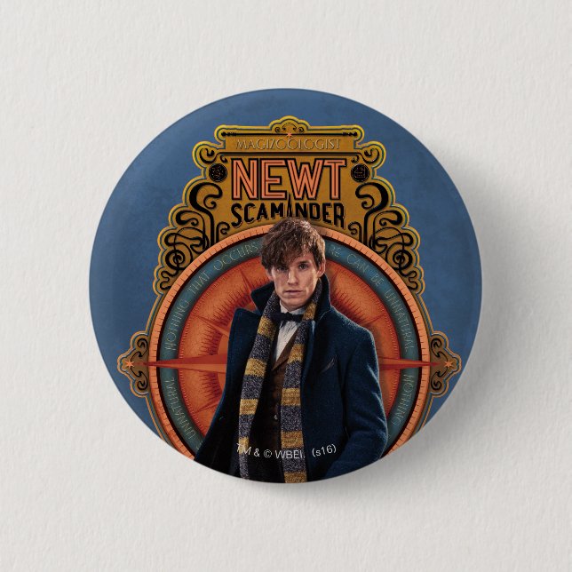 Macaron Rond 5 Cm Panneau Art Nouveau NEWT SCAMANDER™ Walking (Devant)