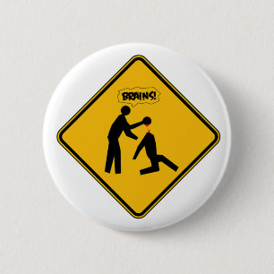Macaron Rond 5 Cm Panneau d'avertissement de zombi