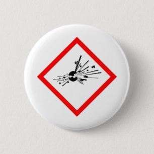 Macaron Rond 5 Cm Panneau d'avertissement explosif