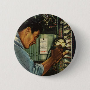 Macaron Rond 5 Cm Panneau de disjoncteur électrique vintage