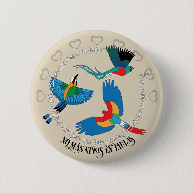 Macaron Rond 5 Cm Panneau de protestation hexadécimal No Mas Niños e (Devant)