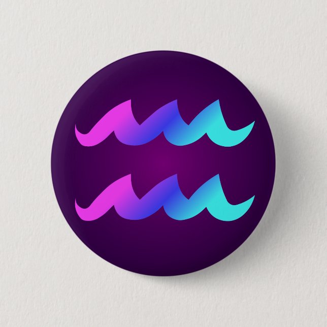 Macaron Rond 5 Cm Panneau Horoscope Aquarius bleu rose Aqua violet (Devant)