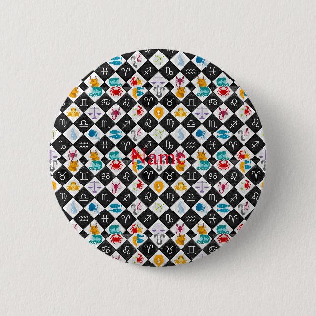 Macaron Rond 5 Cm Panneau solaire Zodiac Calendrier Astrologie Thund (Devant)