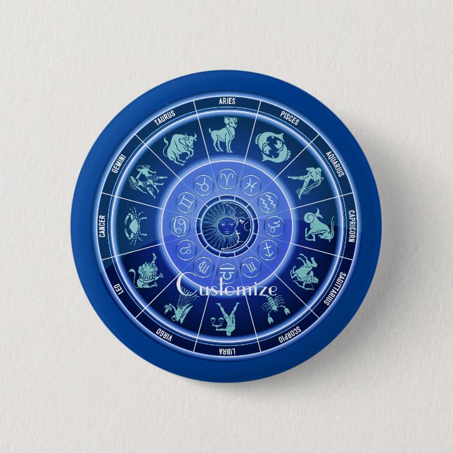 Macaron Rond 5 Cm Panneau solaire Zodiac Calendrier Astrologie Thund (Devant)