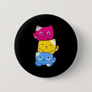 Macaron Rond 5 Cm Pansexual Kawaii Cat Anime Art mignonne Pan Pride 