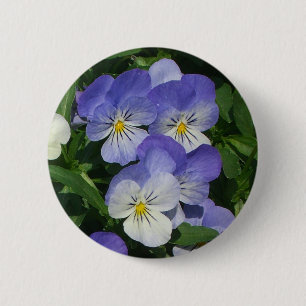 Macaron Rond 5 Cm Pansies violettes Jardin Floral