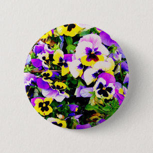 Macaron Rond 5 Cm pansy flowers