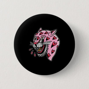 Macaron Rond 5 Cm Panther Rose X Cœur Amour Traditionnel Flash Premi