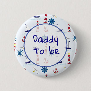 Macaron Rond 5 Cm Papa à être bouton nautique de baby shower
