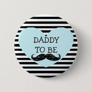Macaron Rond 5 Cm Papa à être bouton rayé noir de moustache