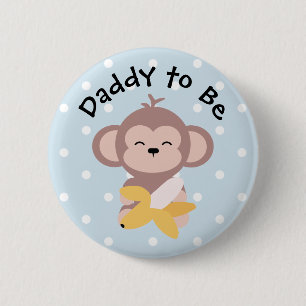 Macaron Rond 5 Cm Papa à être singe mignon de Kawaii de bouton ave