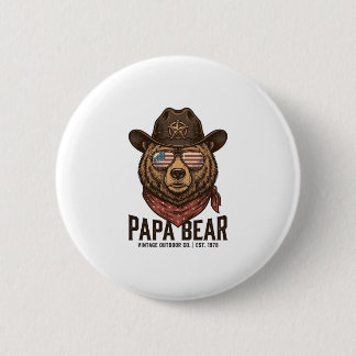 Macaron Rond 5 Cm Papa Bear Cowboy Bear Patriotic Vintage Vector Des