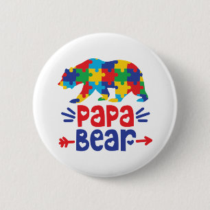 Macaron Rond 5 Cm Papa Bear   Papa autiste