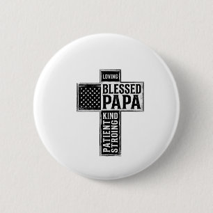 Macaron Rond 5 Cm Papa béni Croix Christian Vintage Typographie De