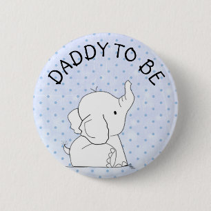 Macaron Rond 5 Cm Papa bleu de Pin de baby shower d'éléphant à ê