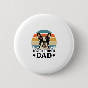 Macaron Rond 5 Cm Papa Boston Terrier Conception de chien vintage_1