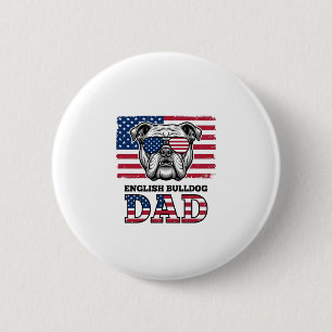 Macaron Rond 5 Cm Papa Bouledogue Anglais Patriotique Design de Chem