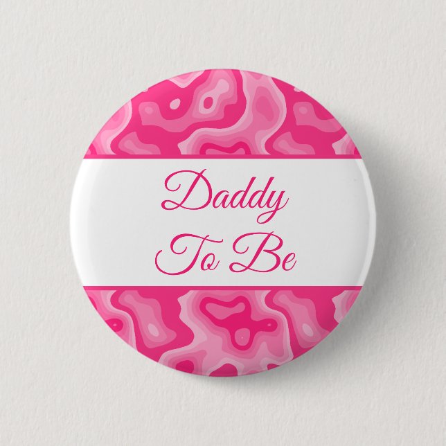 Macaron Rond 5 Cm Papa | Bouton Baby shower fille (Devant)