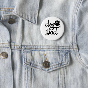 Macaron Rond 5 Cm Papa Chien Empreinte de Patte de Chien Drôle