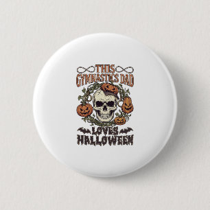 Macaron Rond 5 Cm Papa de gymnastique aime Halloween crâne citrouill