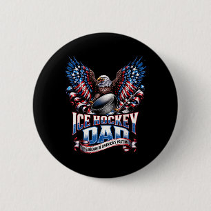 Macaron Rond 5 Cm Papa de hockey sur glace rétro Drapeau américain H