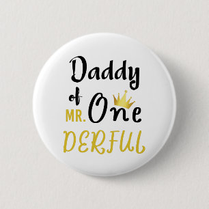 Macaron Rond 5 Cm Papa de MR Onederful Drôle T-Shirt 1er Anniversair