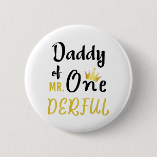 Macaron Rond 5 Cm Papa de Mr Onederful Funny 1er Anniversaire T-shir