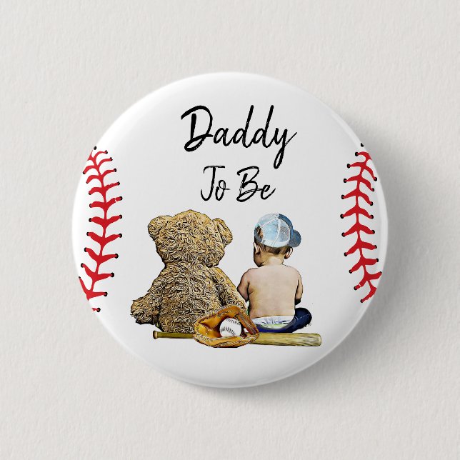 Macaron Rond 5 Cm Papa doit être d'un Baby shower Lil Slugger (Devant)