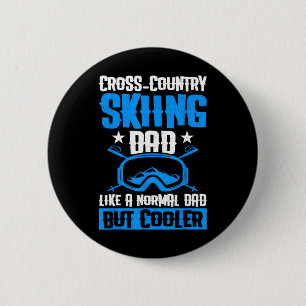 Macaron Rond 5 Cm Papa en ski de fond comme un papa normal mais en c