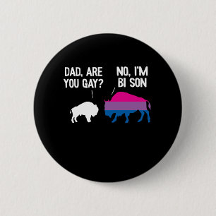 Macaron Rond 5 Cm Papa Es-Tu Gay Bison Bisexual Funny Bi Pride