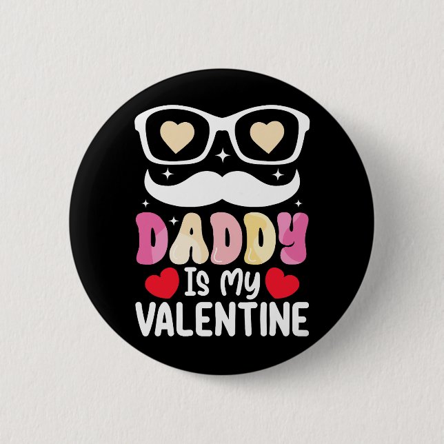 Macaron Rond 5 Cm Papa Est Ma Saint Valentin Papa Famille Fils Fille (Devant)