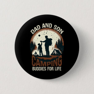 Macaron Rond 5 Cm Papa et fils compagnons de camping pour la vie - C